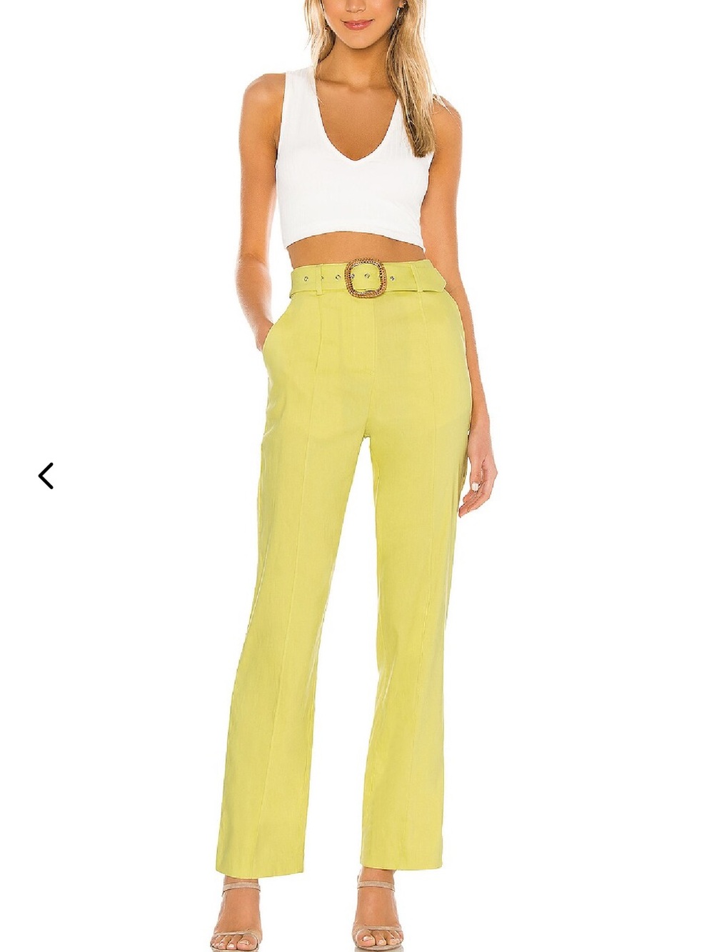 Lovers + Friends Lemon High-Rise Belted Straight-Leg Linen Pants